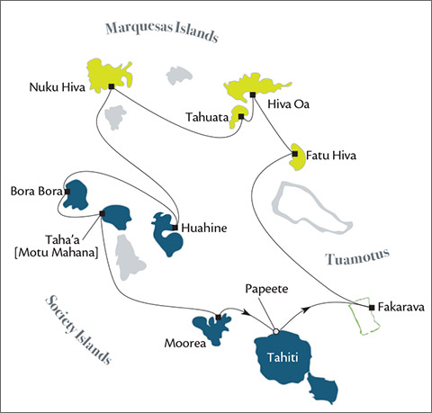 Map of Marquesas Tuamotus Society Islands