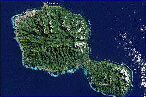 the island of Tahiti from space