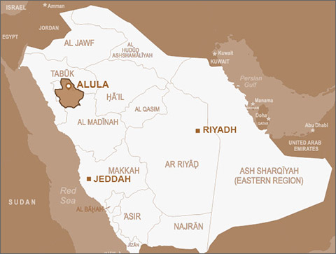 AlUla Map north-western Saudi Arabia