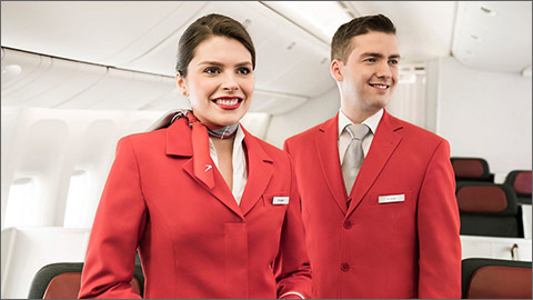 Austrian Airlines Uniforms are very Red of course